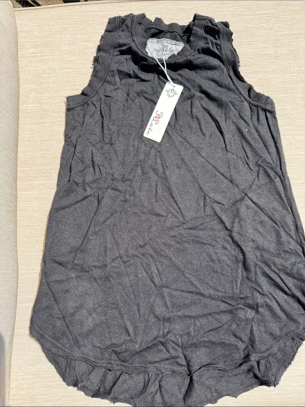 T2 Love Black Raw-Edge Girls' Tank Top